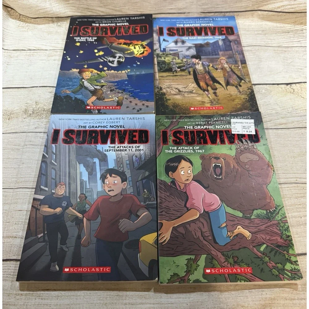 Lot of 8 I Survived Graphic Novels Comic Style Titanic Pompeii 9/11 Shark Attack